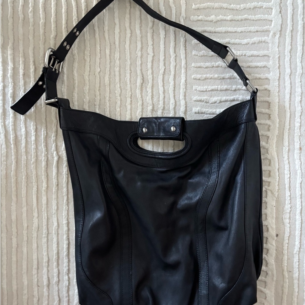 Kenneth Cole New York Black Leather Shoulder Bag